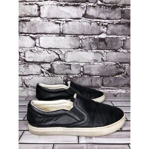 Sam Edelman Pixie Black Leather SlipOn Tennis Sneakers Shoes Women Sz 7M US/37EU
